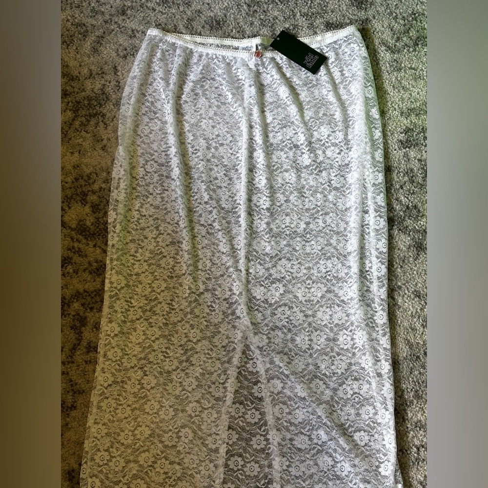NWT Wild Fable White Floral Lace Sheer Midi Skirt Size: Large - Picture 2 of 4